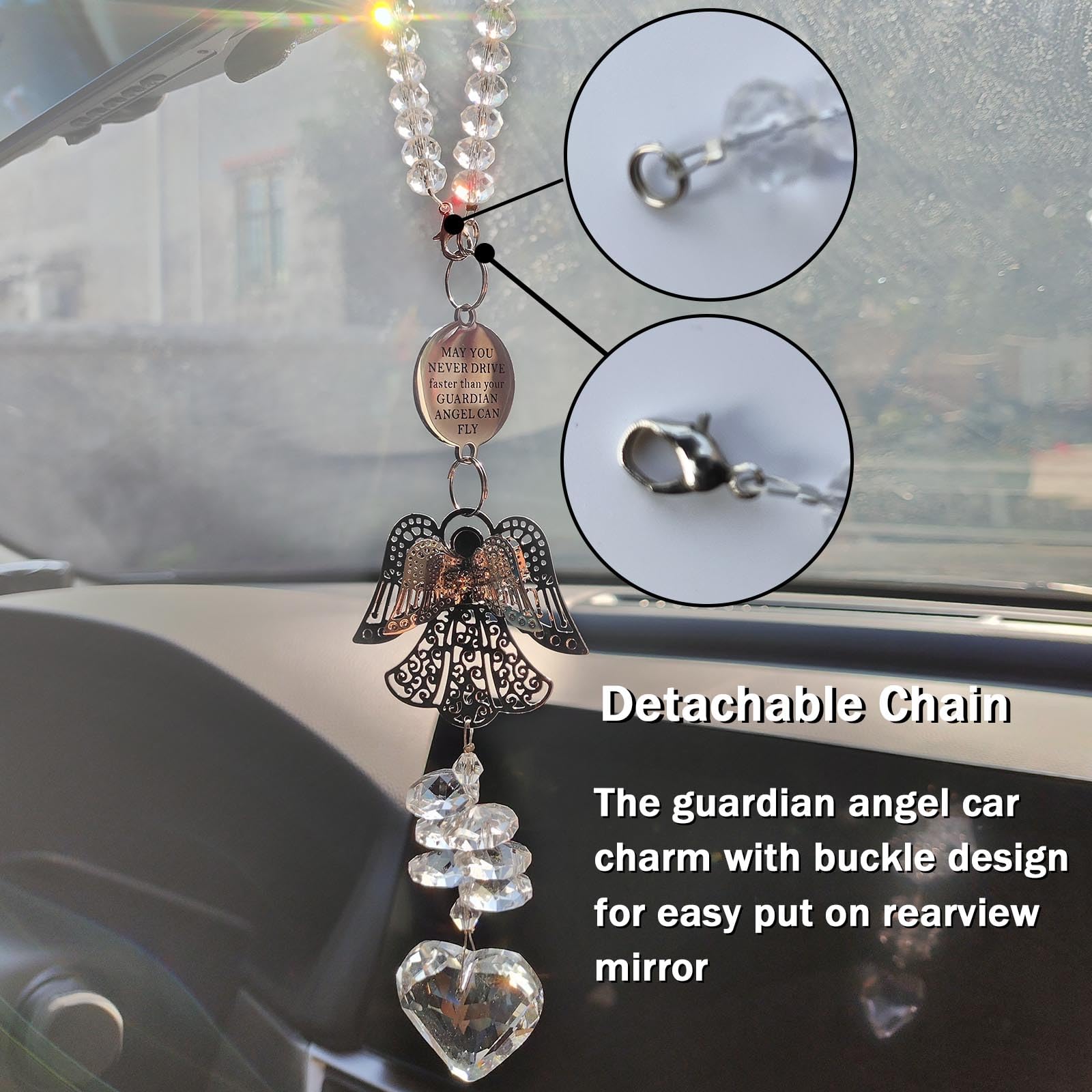 Amazon.com: Guardian Angel for Car Mirror Hanging Gift, Never