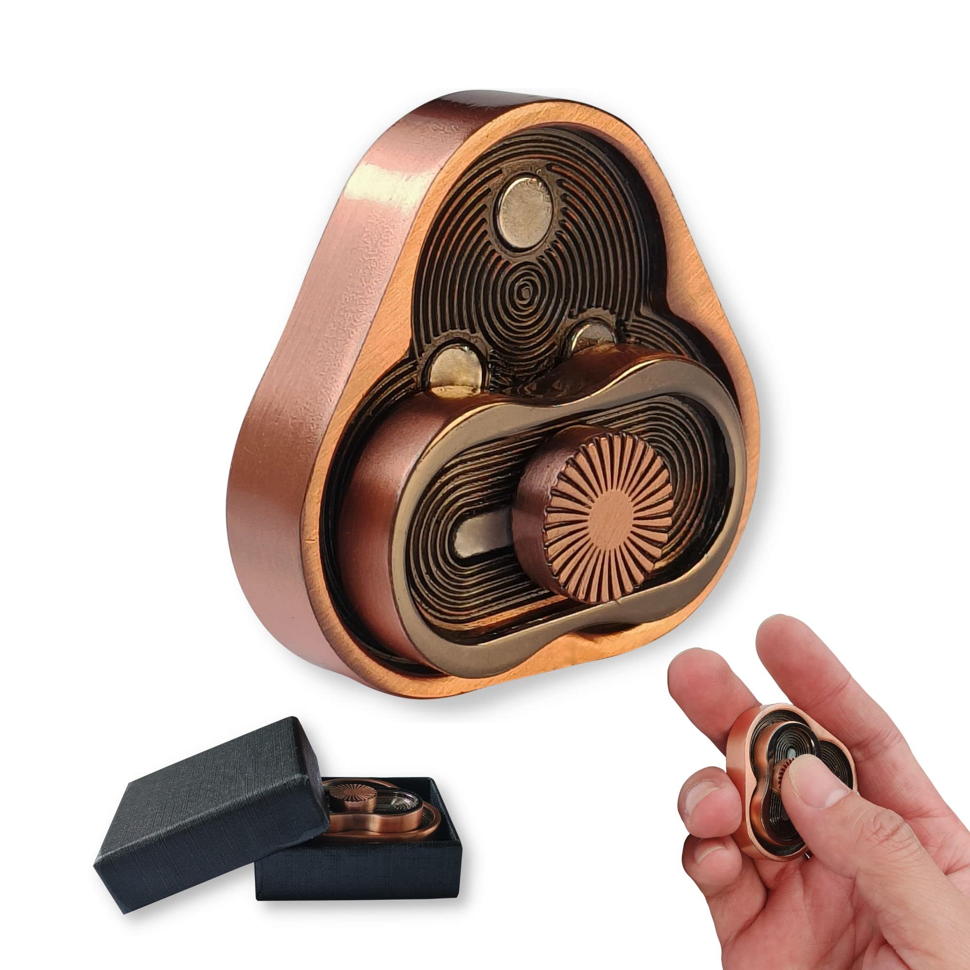 Fidget Slider Metal Copper Triangle Rotary Hand Push Slider Fidget Slider Spinner EDC Toys for Adults, Magnetic Fidget Office Desk Toys Anxiety Relief, Birthday Gifts for Men…