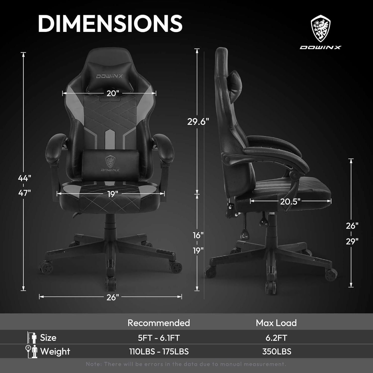 Dimensions of Dowinx Gaming Chair
