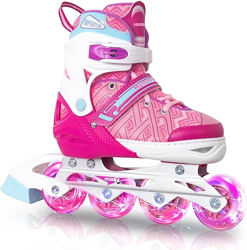 Miniatura 14 de MammyGol Patines en línea para niños y niñas Patines ajustables con ruedas iluminadoras Patines para principiantes Negro