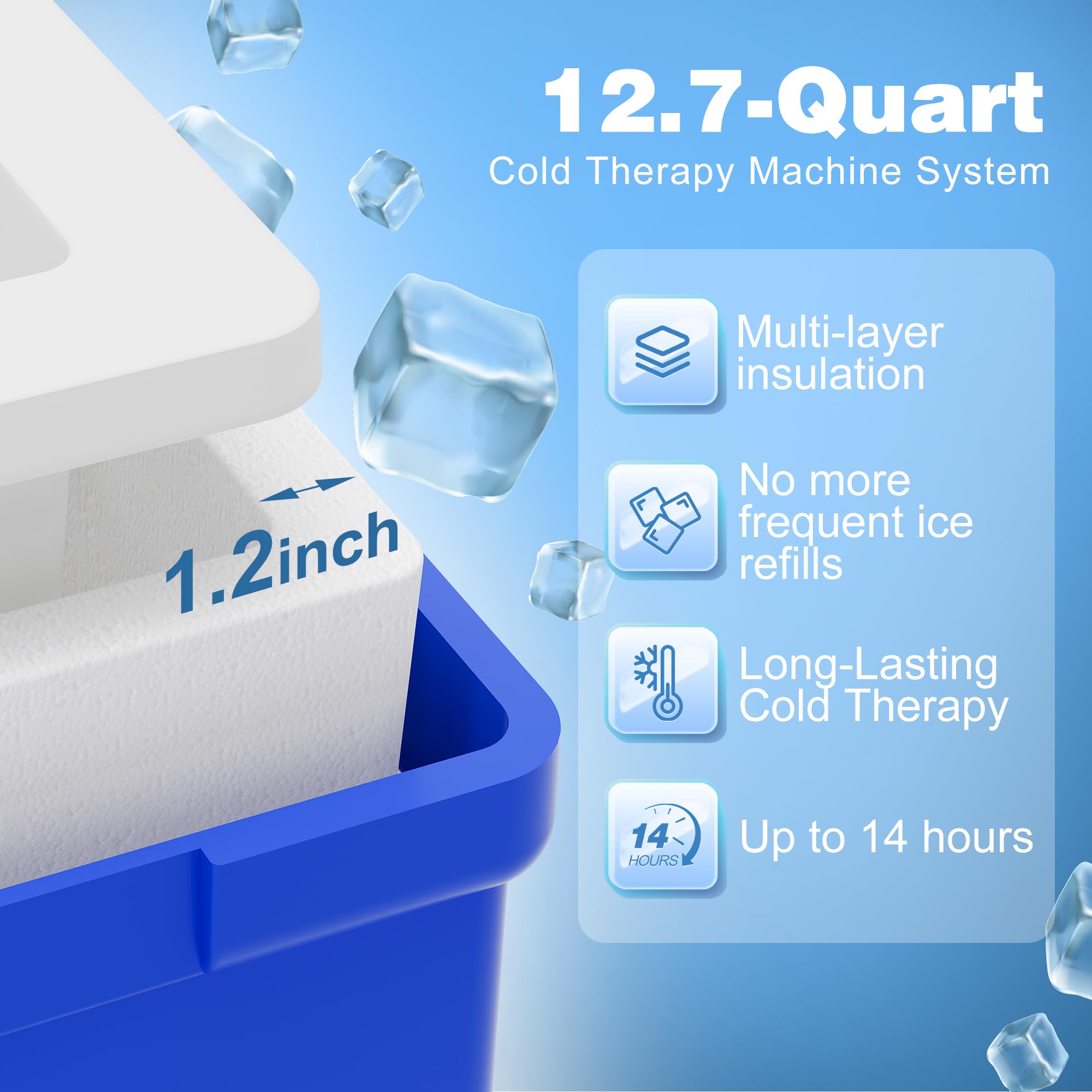 Máquina de terapia de frío, sistema de hielo para la rodilla, crioterapia postoperatoria, con temporizador digital y velocidad de flujo ajustable, equipo de repuesto para recuperación