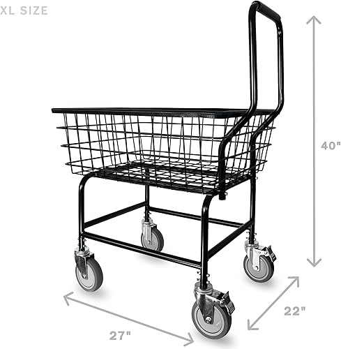 Miniatura 5 de Carro de lavandería comercial LVP Work Horse con asa extraíble 2.85 bushels (Negro, Extra grande)