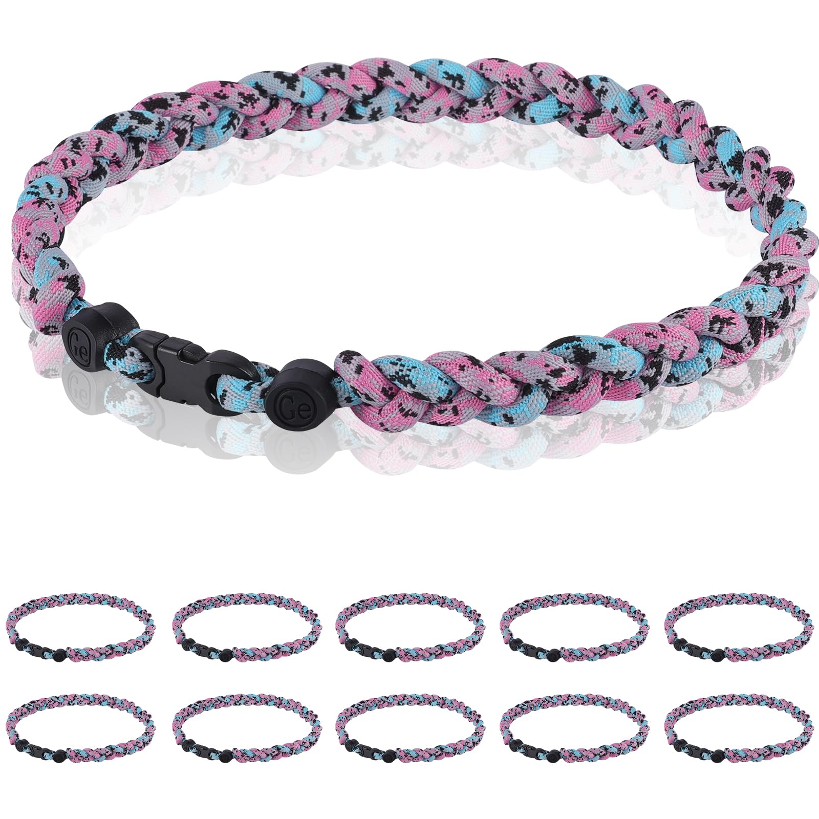 12 Pack Baseball Necklace 18inch, Team Gift for Baseball Funs, Three Braided Titanium Tornado Rope Design, with Muti - Color for Pick