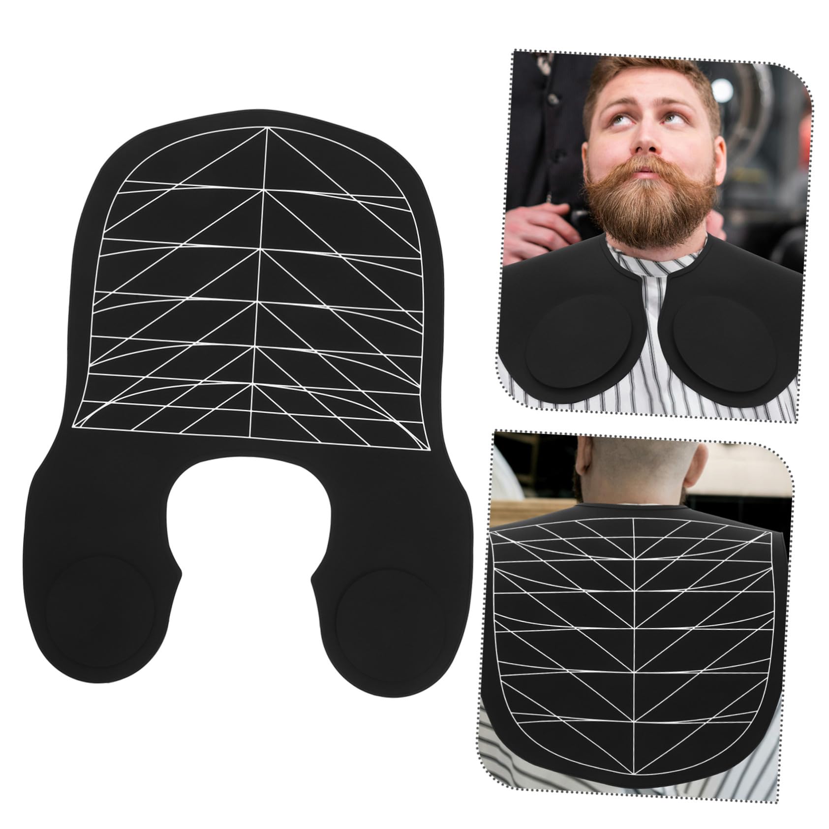 Silicona Grande Cape de Corte de Pelo para Salón Protector de Cuello para Adultos y Antipelo y Antitinte con Líneas Guía Auxiliares Negro