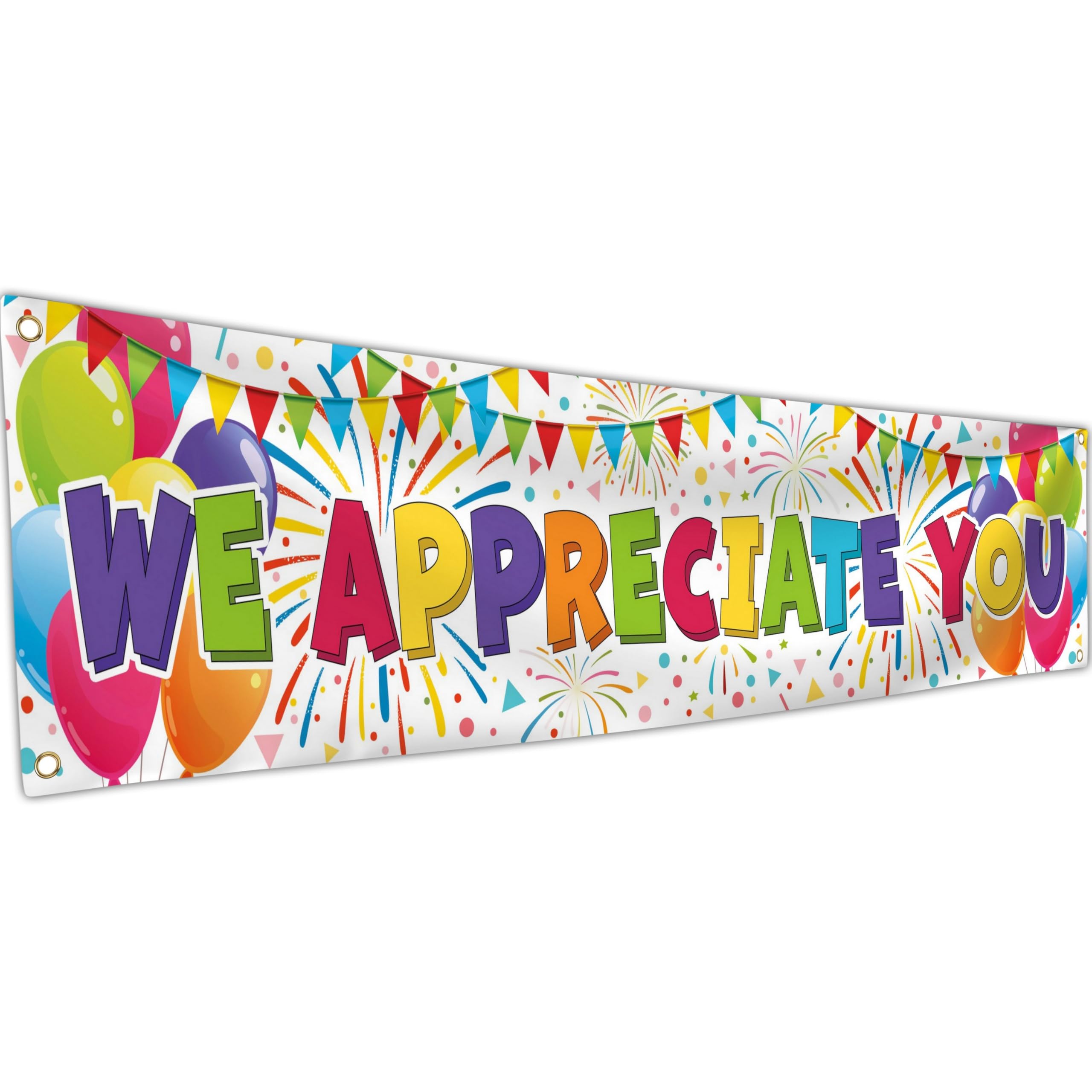We Appreciate You Banner - Appreciation Banner - Thank You For All You Do for Employee Coworker Staff Teacher at Office, School, Party - 180x40cm (White)