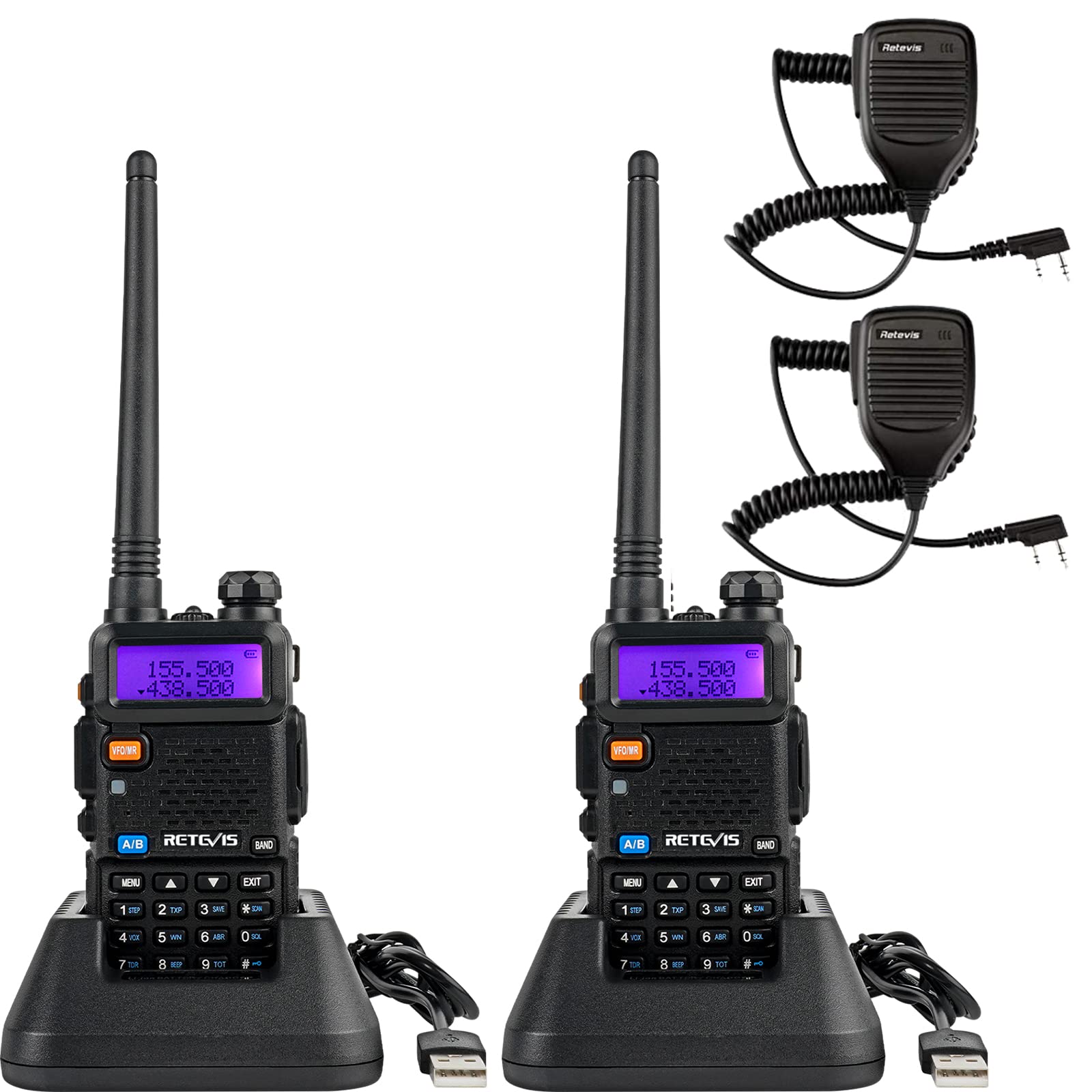 Retevis RT5R Walkie Talkie, Emisora Caza, 128 Canales Walkie Talkie Largo Alcance, Linterna, Type-C, FM, Robusto Emisora Radioaficionado para Caza, Principiante, Ayuda de Emergencia(Negro, 2 Piezas) — view 9
