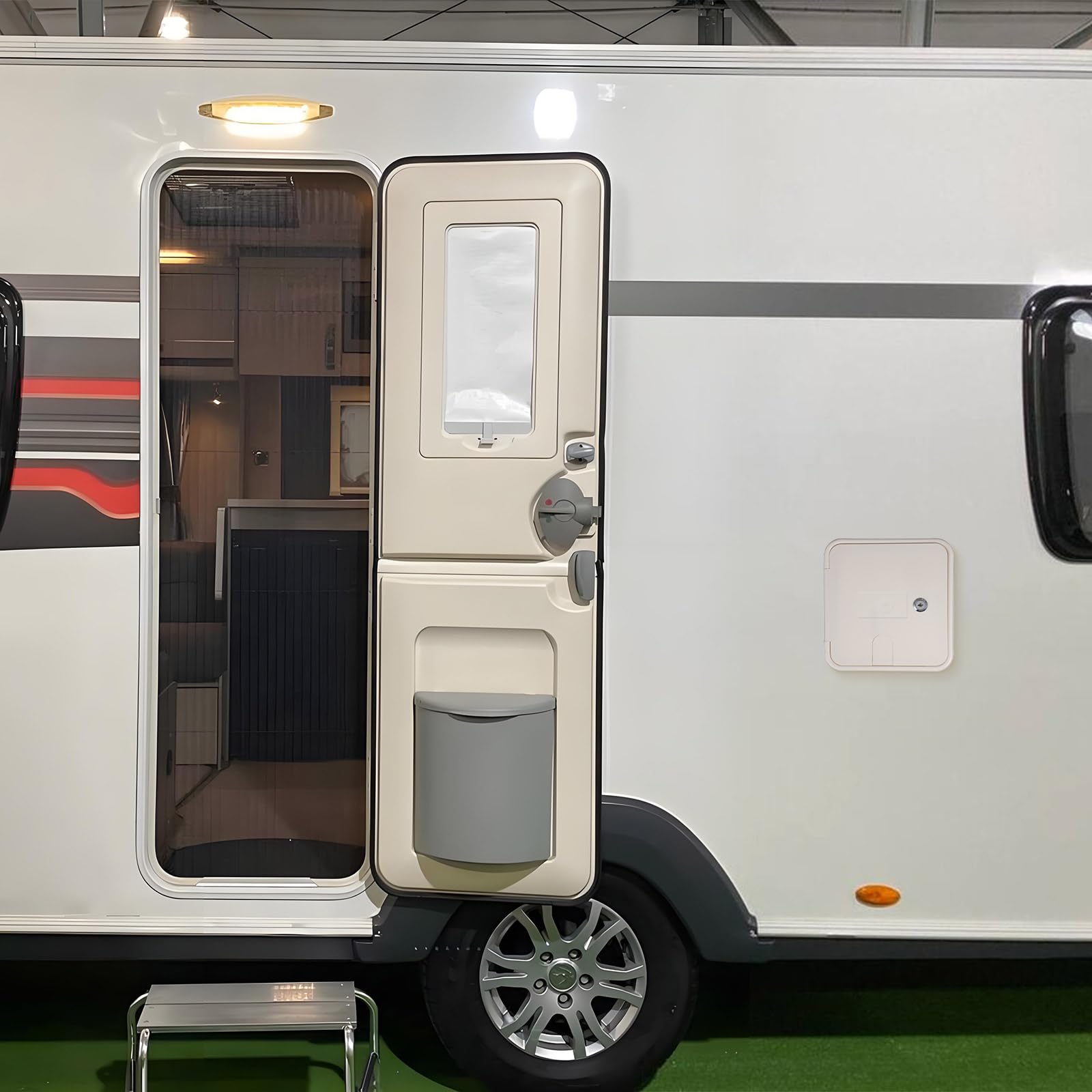 MAGICLULU Sportello Elettrico per Camper in ABS Bianco con Viti, Resistente per Uso Esterno, Accessorio Elegante per Modifiche e Manutenzione RV