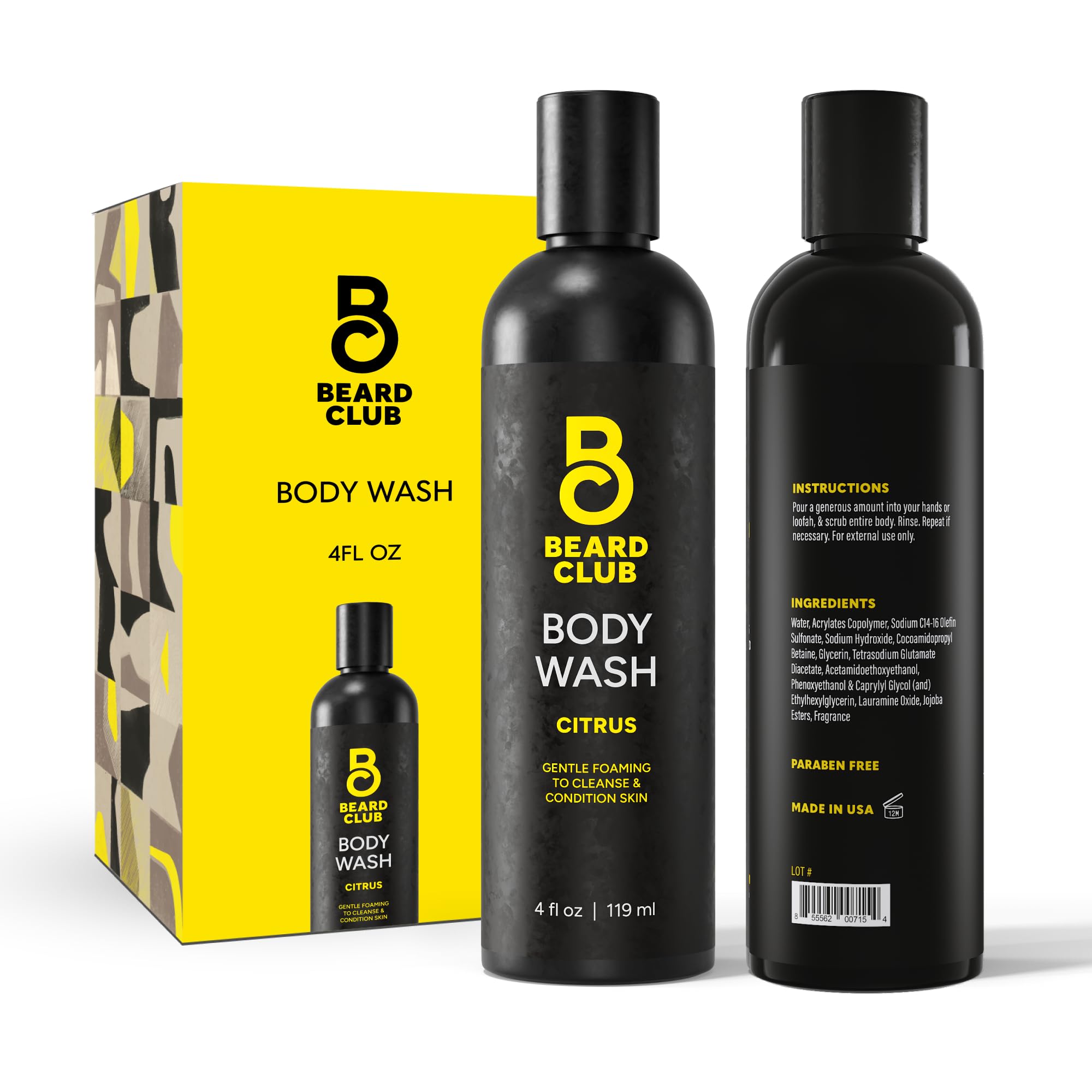 Fresh Water Body Wash: Invigorating All-in-One Shower Gel for Men, Deep Cleansing & Moisturizing Formula, Sulfate-Free, with Natural Essential Oils, 4 fl oz