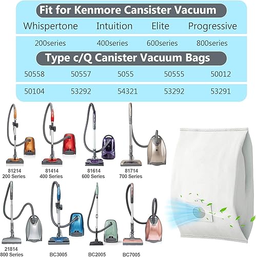 Miniatura 2 de Paquete de 15 bolsas de vacío HEPA tipo Q/C 53292 compatibles con Kenmore Canister Vacuum 81214, 81414, 81615, 81714, BC3005, 200/400/600/700/800,