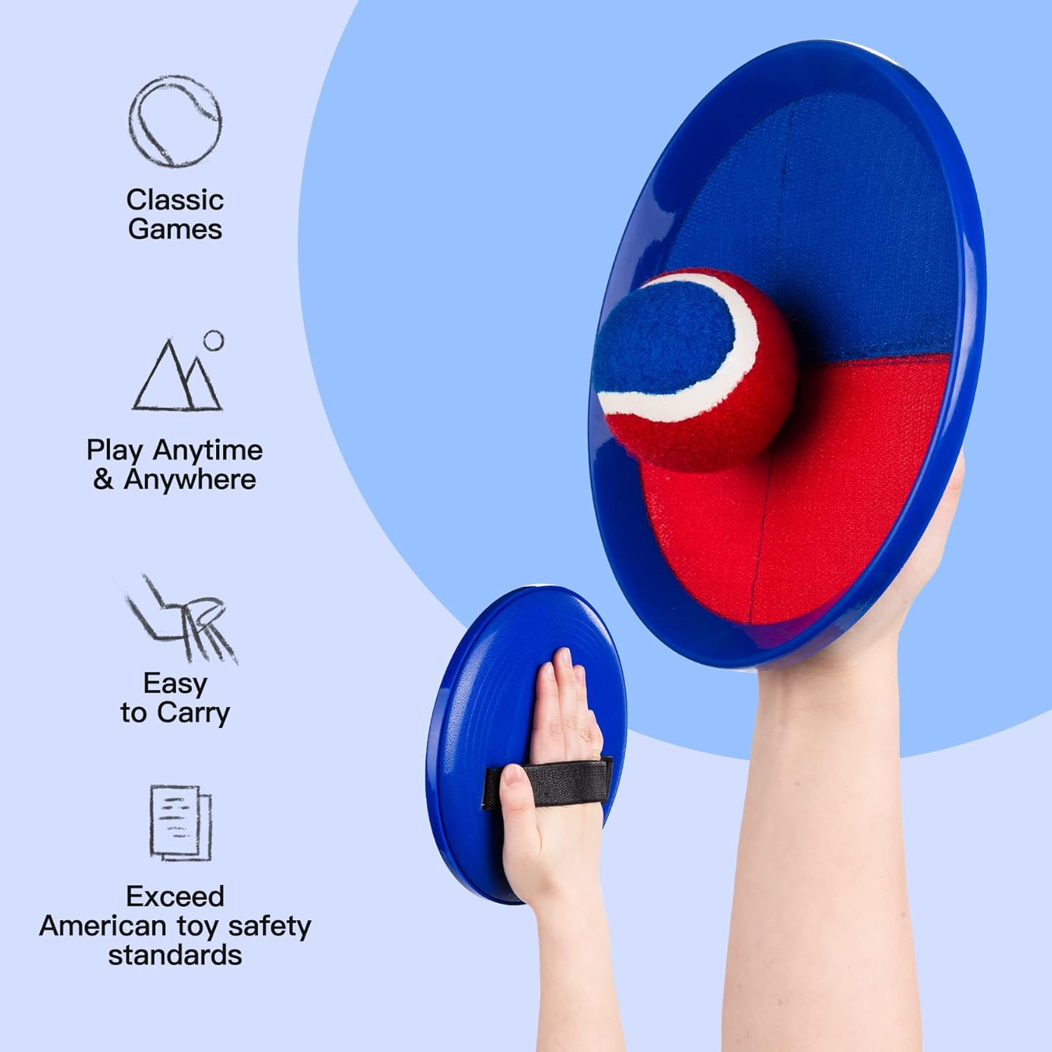 EVERICH TOY Upgraded Toss and Catch Ball Game Set, Kids Toy Stocking Stuffers for Boys Girls Ages 3-12, Includes 2 Paddles 2 Sticky Balls, Water-Resistant Indoor Outdoor Toy for Beach Pool Yard - Image 3