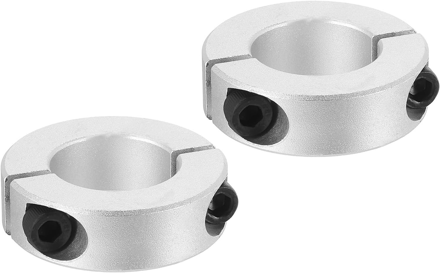 Generic Bore 28mm Double Split Shaft Collar 50mm OD 15mm Thickness, 2 Pack Aluminum Alloy Locking Collar Clamp Style with Set Screw for Machine Tools Industry, Silver