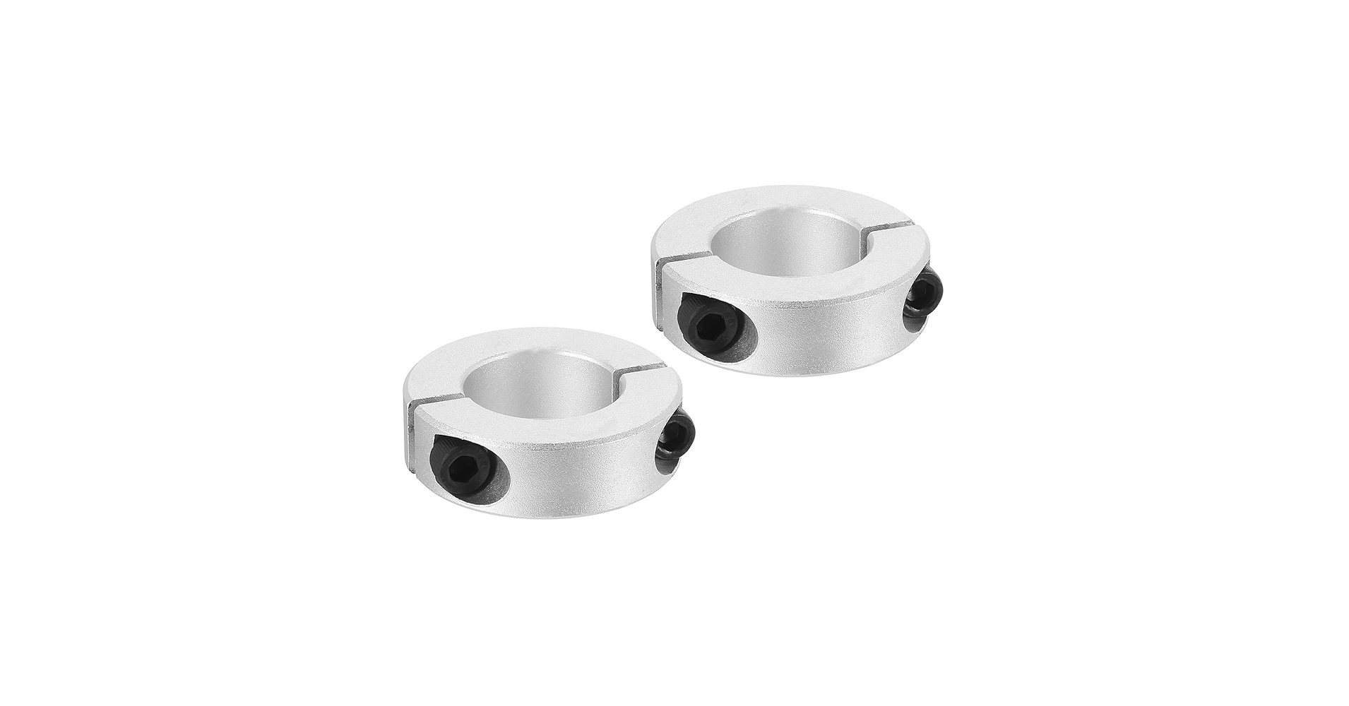 Kozelo 2Pcs Aluminum Alloy Shaft Collar - [12mm Bore X 30mm OD X 10mm Width] Clamping Style Shaft Collar For CNC Machine Tools, Hold Timing Pulleys Use, Silver Tone