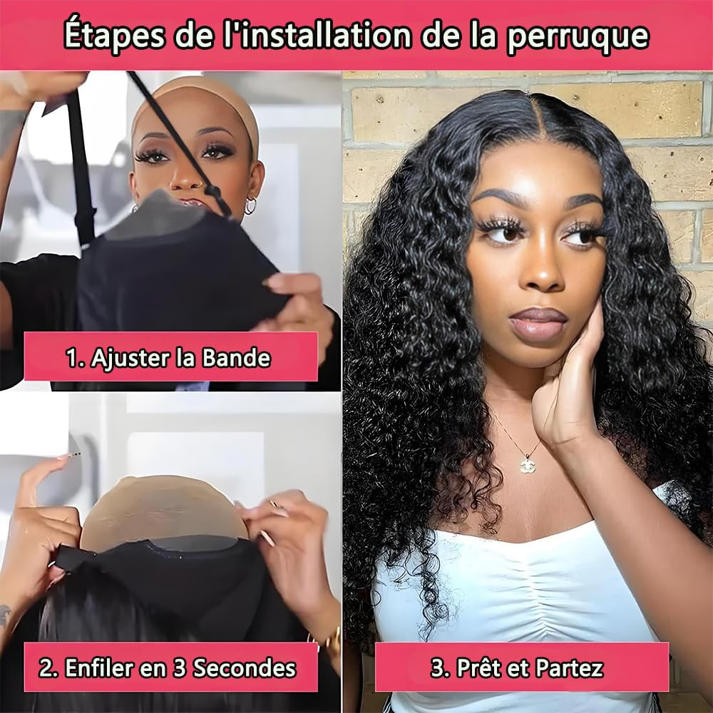 Misser Curly Bob Human Hair 5x5 Glueless Wig Human Hair Deep Wave Lace Front Closure Wigs Pre Plucked Pre Cut 180% Density Wear and Go Glueless Bob Natural Black 8 Inch for Black Women