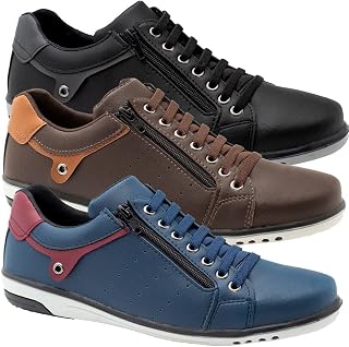 Kit 3 Sapatênis Masculino Casual Preto, Café e Azul com Ziper StarFox