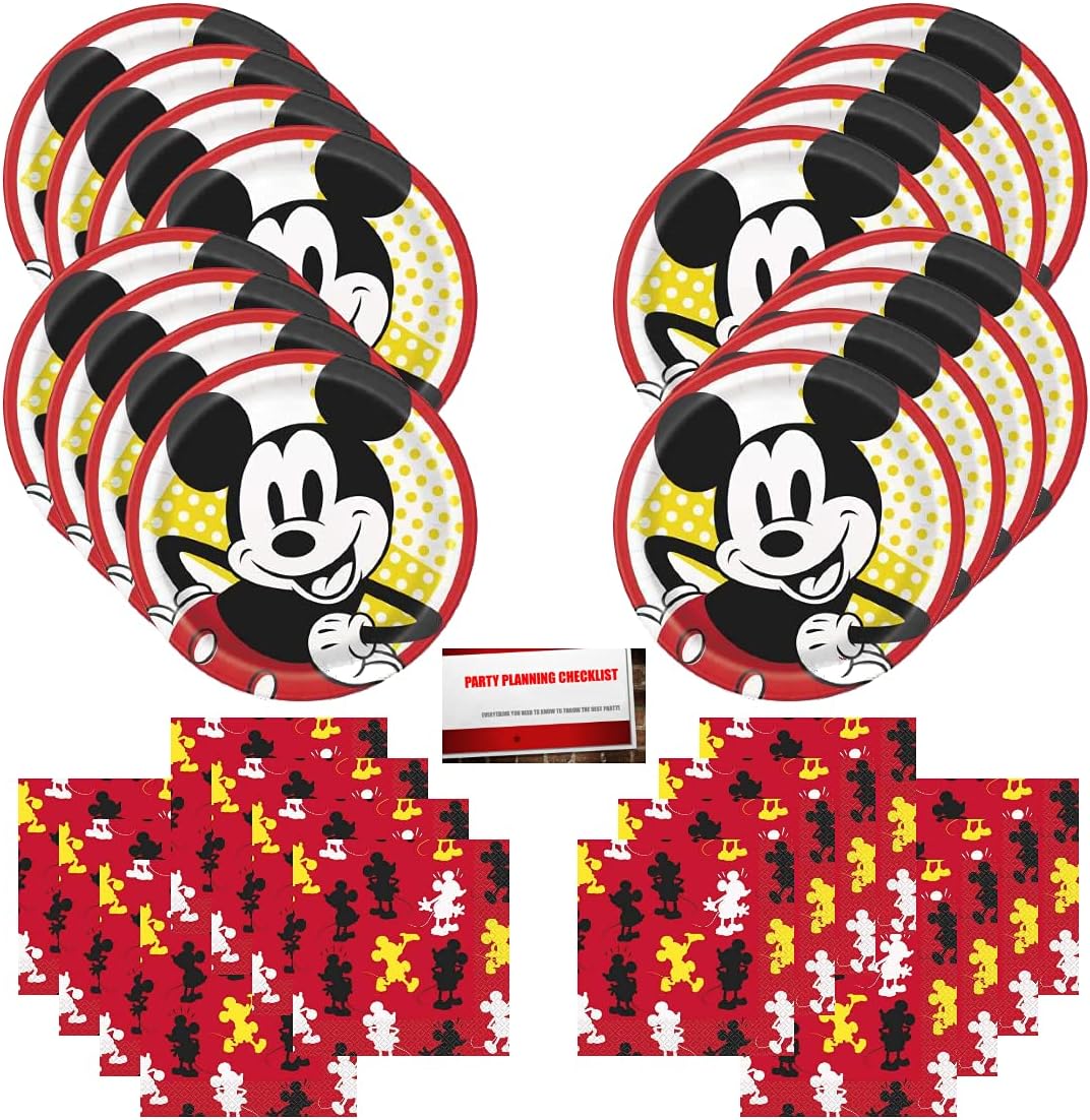 Disney Mickey Mouse Goofy Donald Duck Birthday Party Supplies Bundle Pack for 16 Guests (Plus Party Planning Checklist by Mikes Super Store)