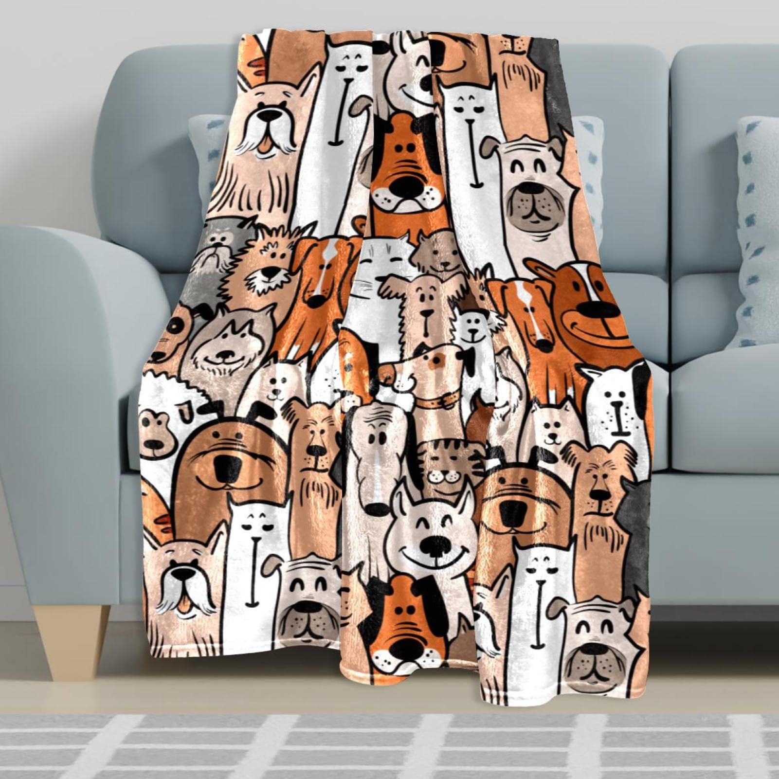 Manta de forro polar para gatos y perros para sofá, ligera y mullida