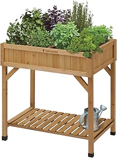 VegTrug Herb Garden Planter Box, Natural Cedar Wood - 8-Pocket Raised Ga...