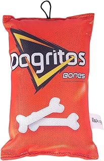 Felix & Fido Potato Chip Bag Funny Dog Toys - Fun Plush Squeaker Food Toy for Small & Medium Dogs - Fetch Anti Anxiety Interactive Squeaky Chew - Large Plush Stuffing Puppy Enrichment Gifts - Dogritos