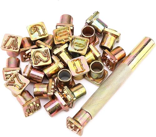 Miniatura 6 de Hilitand Juego de 26 letras, juego de sellos de metal de 0.512in, diseño vintage, alfabeto de 26 letras, herramienta de troquelado perfecta (A - Z)