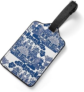 [hTkbberB] ネームタグ 荷物タグ シノワズリ 「中国趣味」青と白 PU 名札 プレート 荷札 紛失対策 バッグ用ネームタグ 旅行 アウトドア 番号札 トラベル用 おしゃれ ラベル