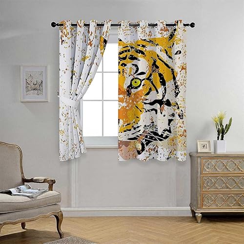 Miniatura 2 de Curtains Boho Animal Decor Grommet Short Wall Noise Blocker Cortinas para Ventanas De Cuarto 55Inch Width by 72Inch Length,2 Panels
