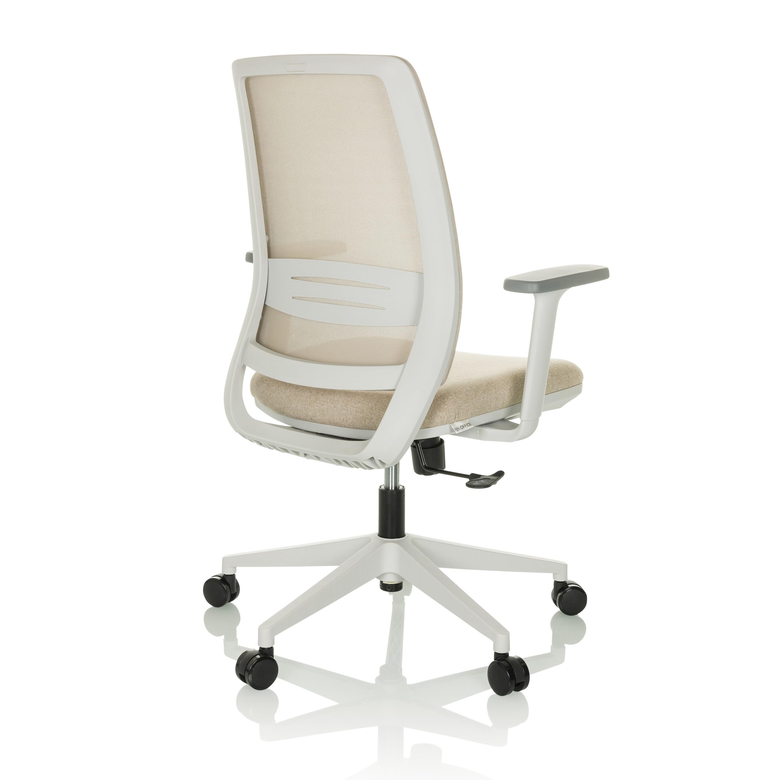 hjh OFFICE Bürostuhl ergonomisch PROFONDO ECO W Drehstuhl atmungsaktiv mit Verstellbarer Lordosenstütze, Beige Netzstoff/Stoff