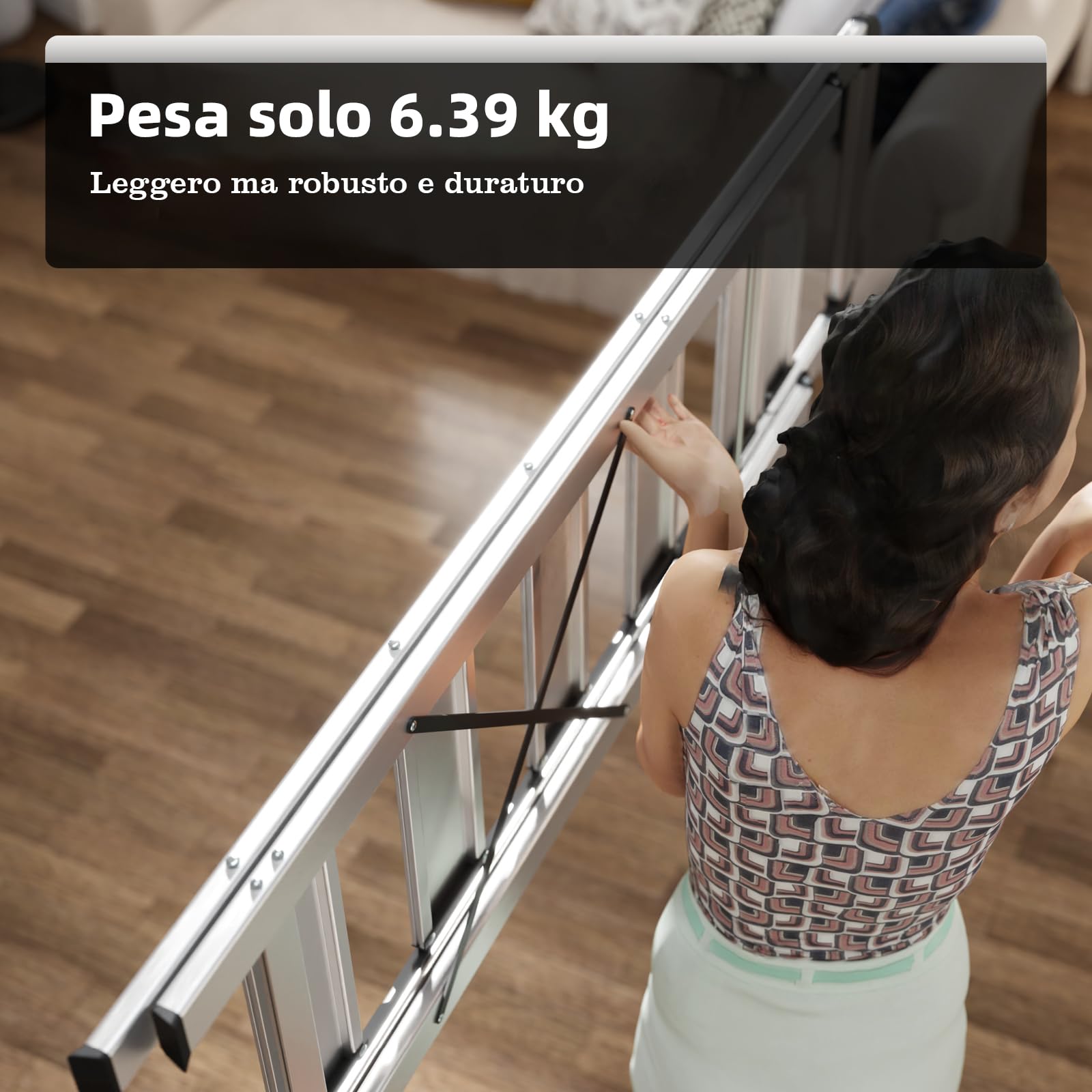 KINGRACK Scaletta 5 Gradini Pieghevole in Alluminio Leggera con Corrimano, Blocco di Sicurezza, Pedali Antiscivolo, Scala per Cucina Garage Casa, Salvaspazio Robusta e Portatile Massima 150kg, Argento