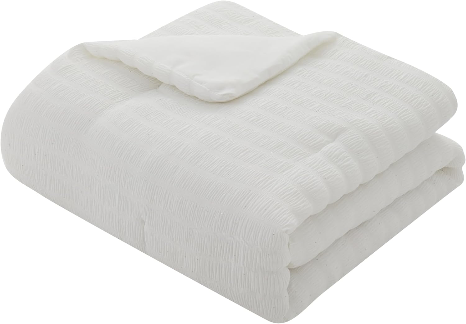 Tahari Home Kids - Twin Comforter Set, 2-Piece Bedding with Matching Shams, Dorm Essentials, Medium Weight & Ideal for All Seasons (Glittery Seersucker White, Twin)