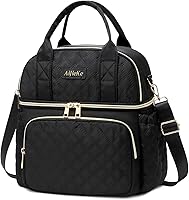 Vista 1 de AIJIEKE Bolsa de almuerzo para hombres y mujeres, lonchera de doble compartimento, bolsas de almuerzo aisladas, bolsa de almuerzo grande