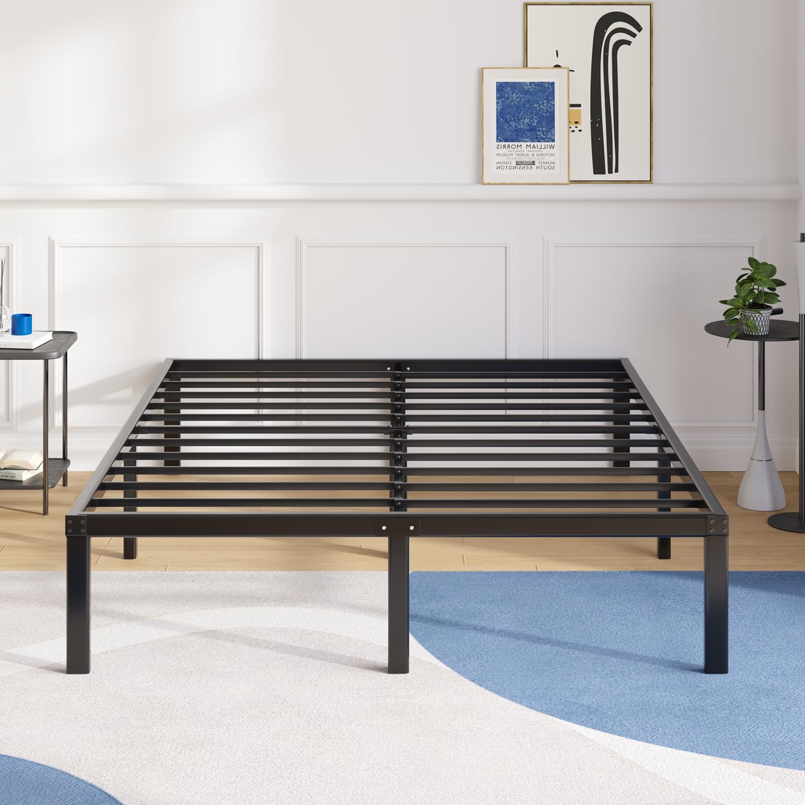 Avenco Metal Platform Bed Frame Full Size 14 Inch – Noise Free Quiet Design, Heavy Duty Steel Support, Under Bed Storage, Easy Assembly, No Box Spring Needed