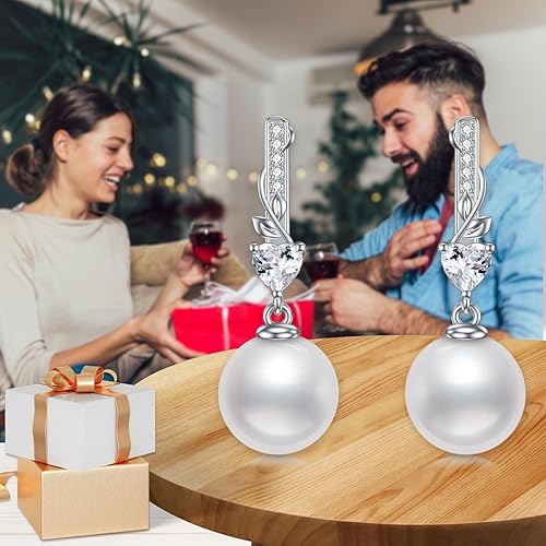 Miniatura 4 de Pendientes de perlas de joyería nupcial de la boda, perla, Plata de ley Perla, Perla