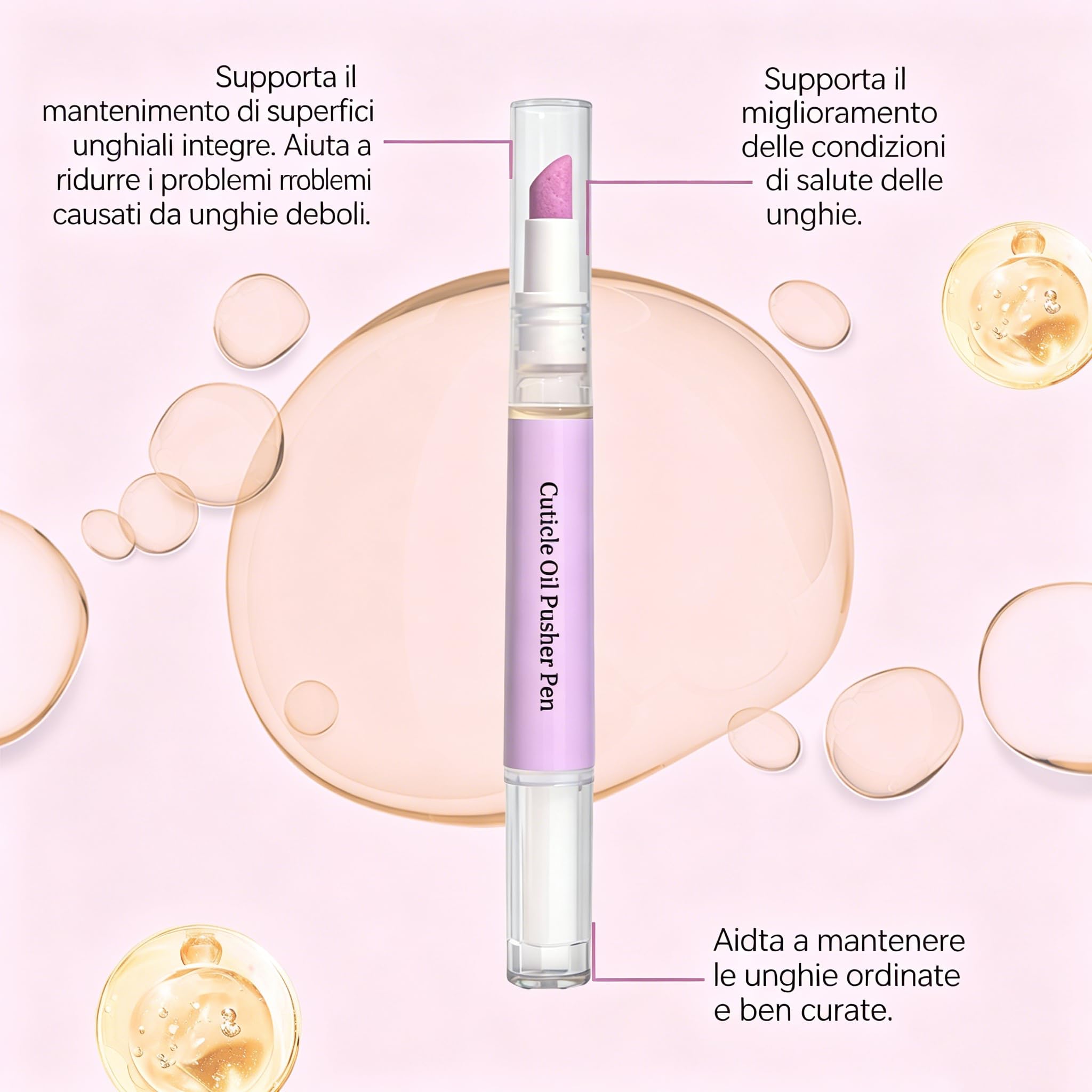 SassyTip Cuticle Pusher Pen Kit per la cura delle unghie - Penna per cuticole con olio idratante, Spingiunghie profumato, Penne tampone con design di facile applicazione