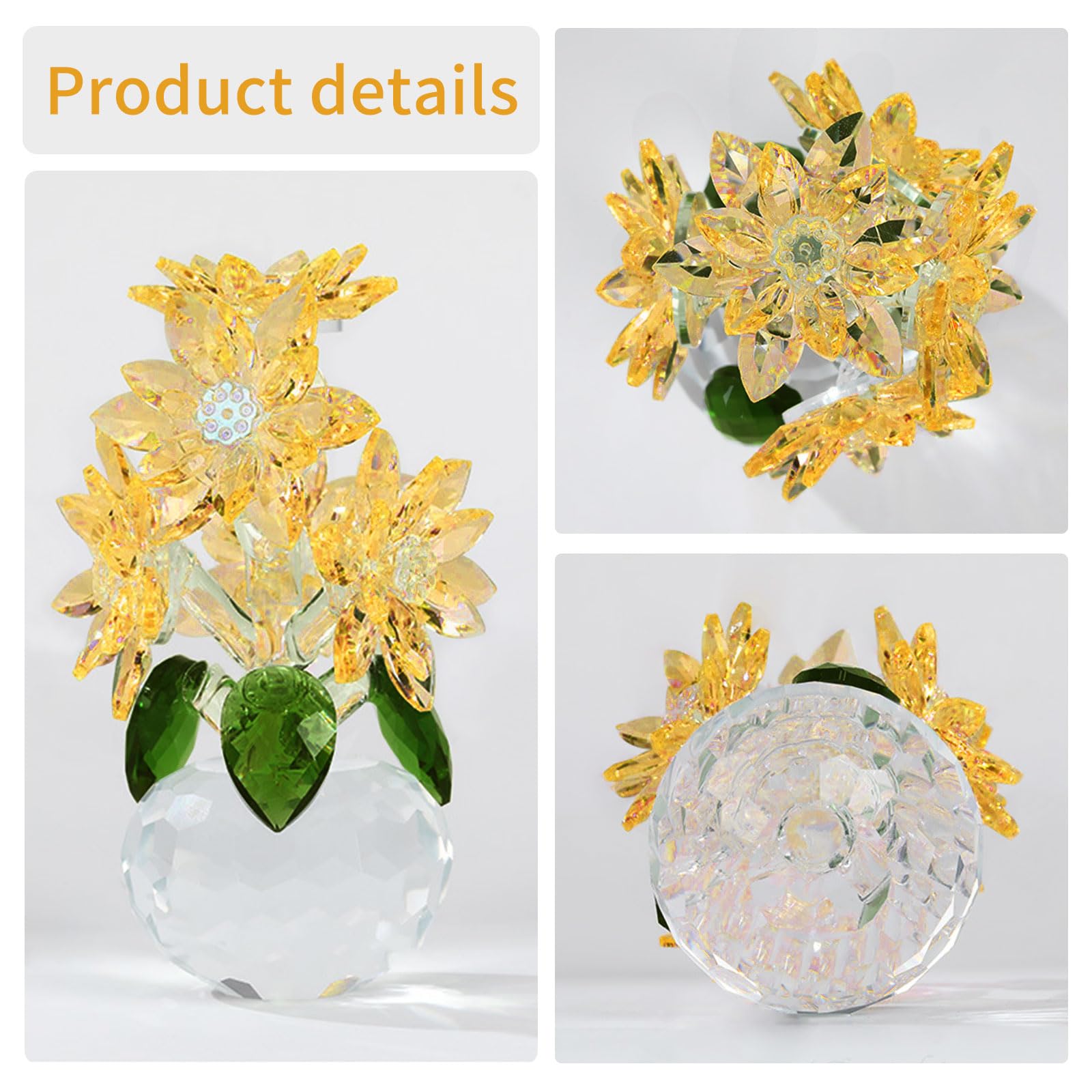 Bouquet Marguerites Cristal Tokenhigh - Décoration Romantique | Avec Vase | Cadeau Pour Elle