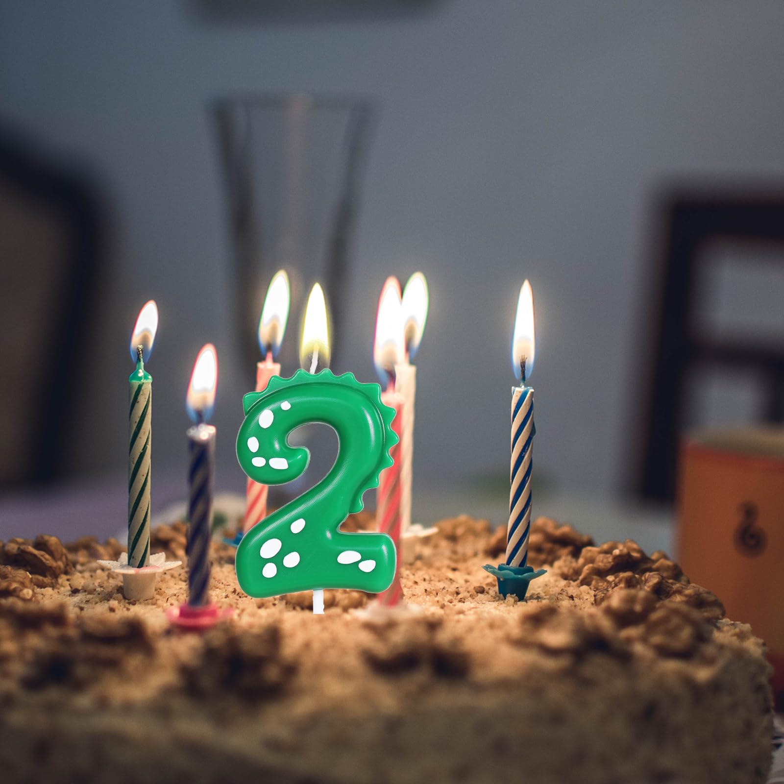 Amazon.com: Green Number 2 Dinosaur Candle for Boy Birthday
