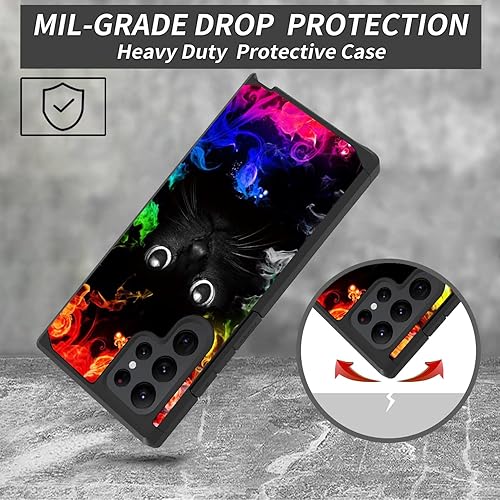 Miniatura 2 de Funda para Galaxy S22 Ultra, resistente 2 en 1 de doble capa híbrida de policarbonato duro y silicona suave a prueba de golpes, funda de protección