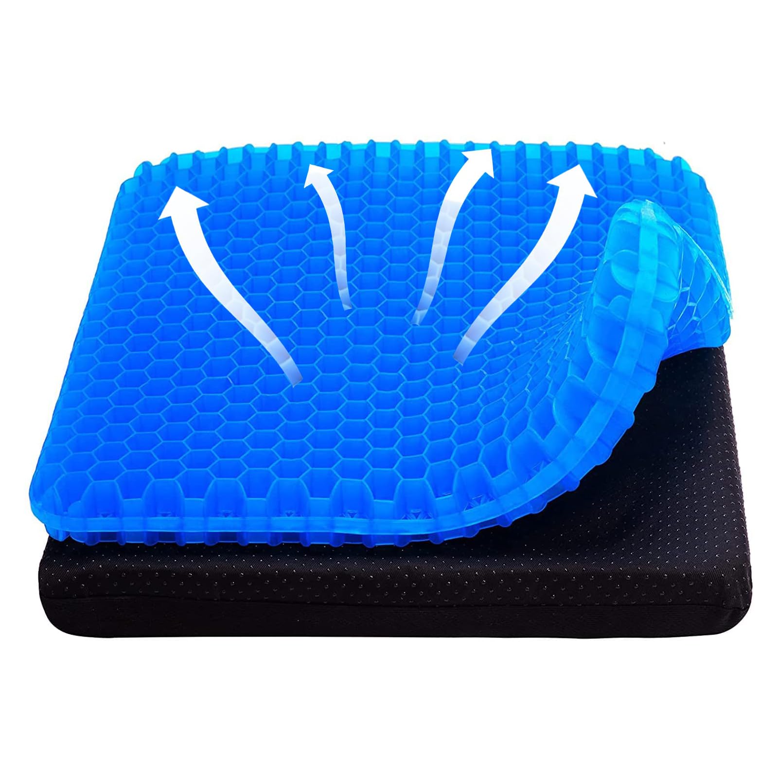 Soft Sitter Cushion,Honeycomb Double Thick Gel Seat cushion with Anti-Slip Cushion Cover,Cooling Chair Cushion Egg Chair Cushion For Home Office Car, Wheelchair (42 x 36 Cm)-image-29