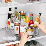 Lazy Susan Turntable Organiser for Fridge, 360°Rotating Spice Racks for Kitchen Cabinet, Fridge and Pantry Organizer, 33 X 7.5cmClear PET Revolving Condiment Holder