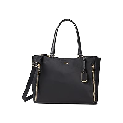 Tumi Voyageur Valetta Large Tote Handbags Black/Gold, Leather/Nylon