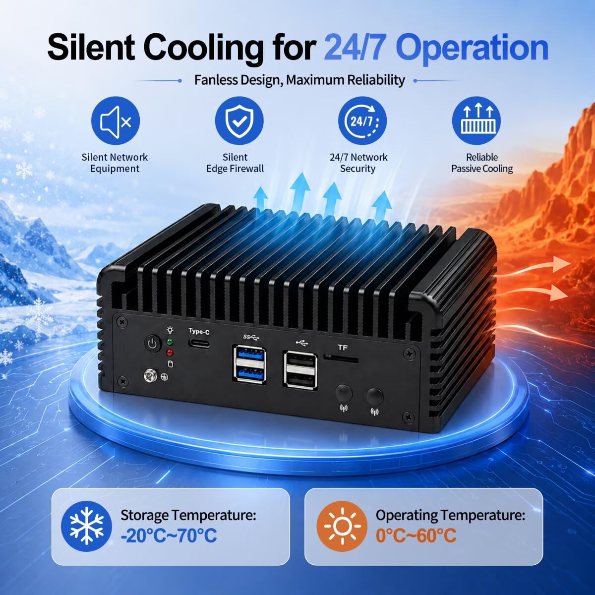 Firewall Mini PC U300E 5 Cores Fanless Barebone No DDR5 RAM/SSD