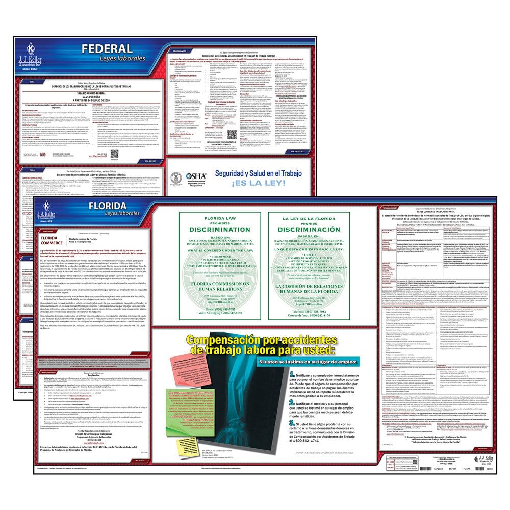 Florida and Federal Labor Law Posters (Spanish, FL State) - OSHA Compliant Poly Poster Set, J. J. Keller & Associates, Inc.