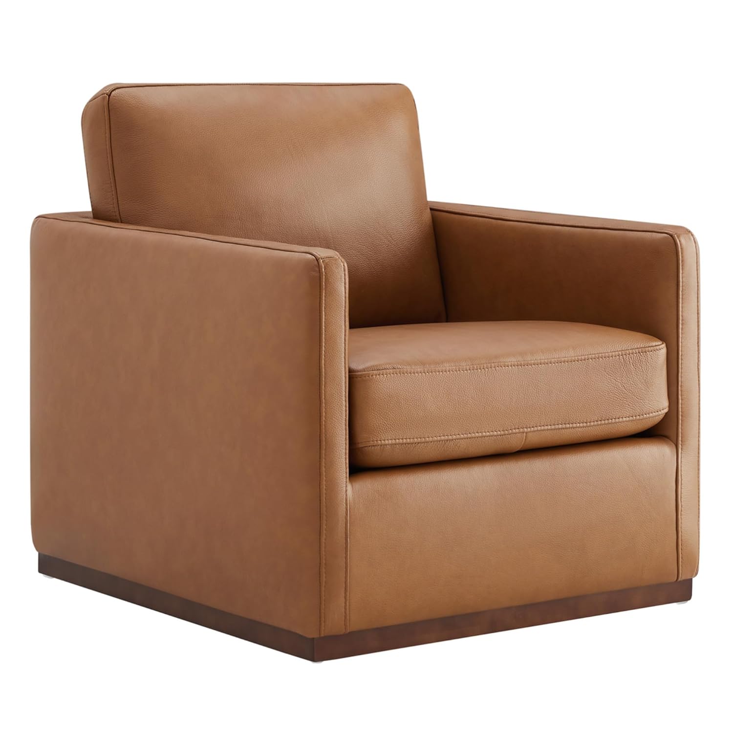 CHITA Genuine Leather Swivel Accent Chair FSC Certified Mid Century Modern Arm Chair for Living Room and Bedroom
