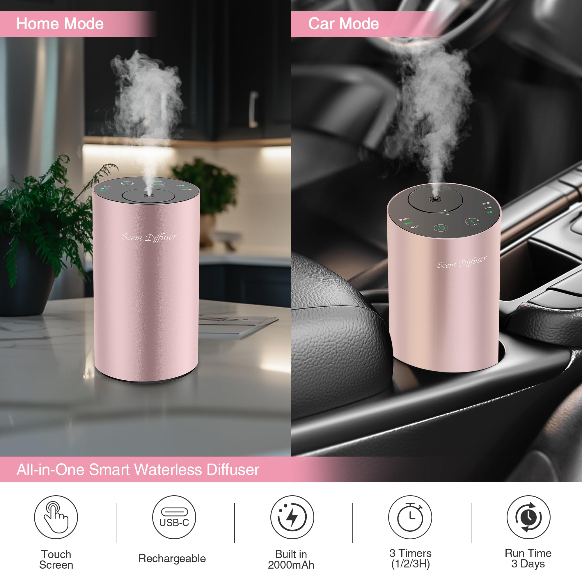 Diffuseur de parfum sans eau, rose