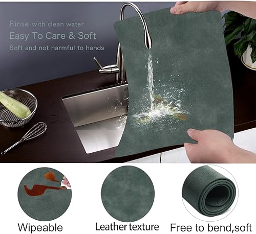 Miniatura 5 de Juego de 6 manteles individuales de piel sintética con esquinas redondeadas, impermeables y lavables, resistentes al calor, reutilizables para