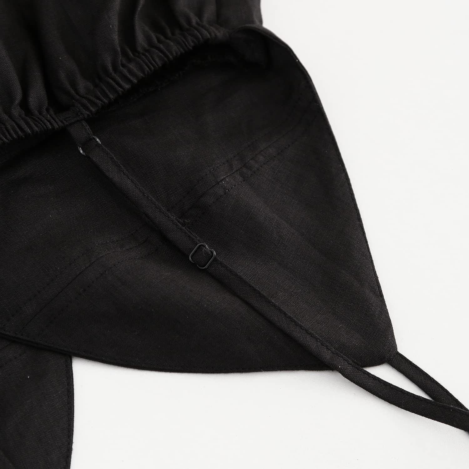 Amazhiyu Womens Pure Linen Cami Crop Top Deep V Neck Ruffle Sleeveless Spaghetti Strap Tank Tops - Image 5