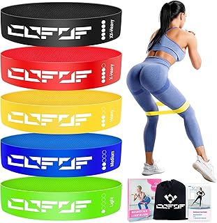 COFOF Fitness Bands Set of 5 100% Latex, Resistance Bands with 5 Resistance Levels with German Exercise Instructions and C…