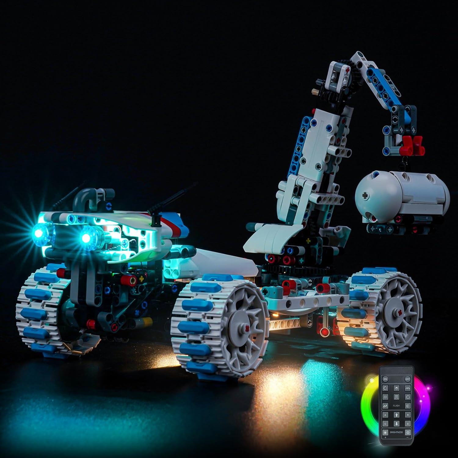 Upgraded Led Light Kit Compatible with Lego Technic Lunar Outpost Moon Rover Space Vehicle Set, RC Version Compatible with Lego 42211, Best Gifts for Adults (Model Not Included)