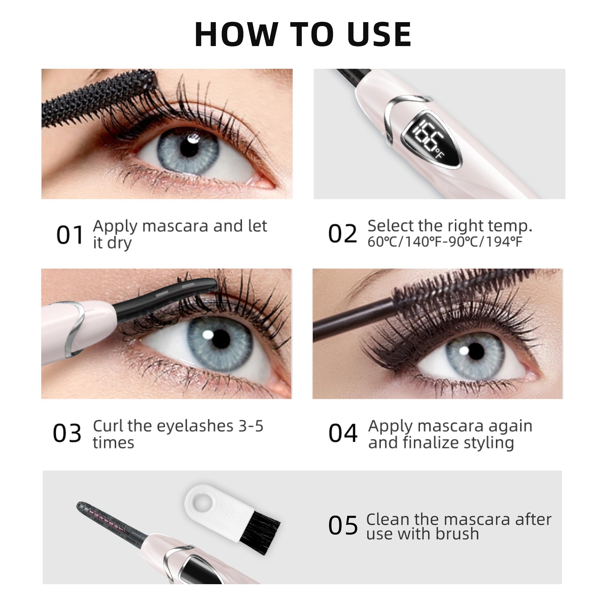 Heated Eyelash Curler, S600 Heated Lash Curler, Accurate Temperature Control Electric Eyelash Curler Heated - Intelligent Power Off, Fast Heating (Coral/Silver, S600-148MM)