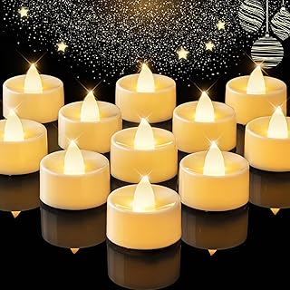 BEICHI Flameless Candles, 24Pack Battery Operated Candle, LED Tea Lights Candles Battery Operated, Flickering Fake Votives for Wedding Party Home Decor- Warm White, Ivory Base