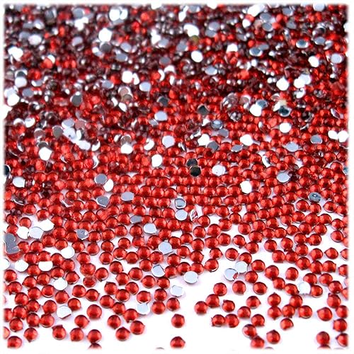 The Crafts Outlet 5,000 diamantes de imitación redondos de 0.059 in para uñas, parte trasera plana, rojo rubí