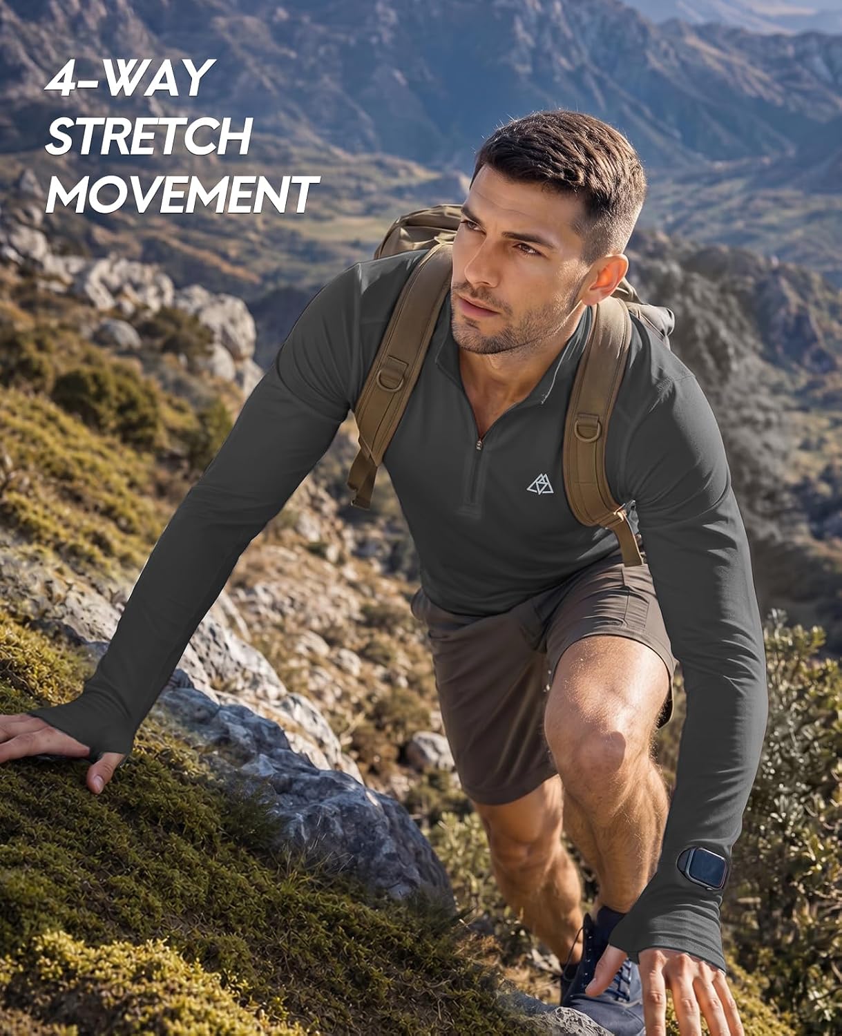 Haimont Men's UPF 50+ Long Sleeve 1/4 Zip Sun Shirt | Quick-Dry Stretch, Thumbholes, Watch Window, Ventilated Sun Layer, Trail Running & Hiking